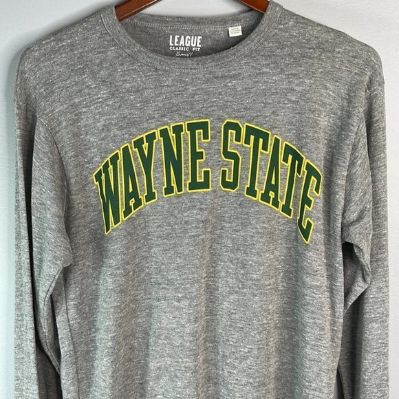 LEAGUE Mens Wayne State Graphic T-Shirt Grey Long Sleeve Crewneck Academia S - Picture 3 of 9